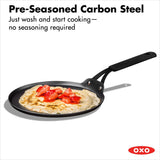 Obsidian Carbon Steel 10-Inch Crêpe Pan with Silicone Sleeve W4