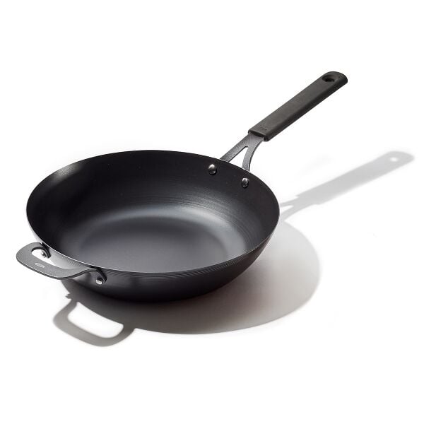 Carbon Steel Obsidian Series 12-Inch Wok with Silicone Sleeve K2
