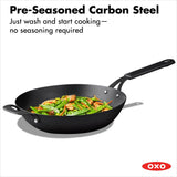 Carbon Steel Obsidian Series 12-Inch Wok with Silicone Sleeve K2