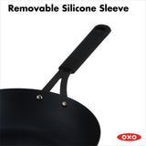 Carbon Steel Obsidian Series 12-Inch Wok with Silicone Sleeve K2