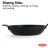 Carbon Steel Obsidian Series 12-Inch Wok with Silicone Sleeve K2
