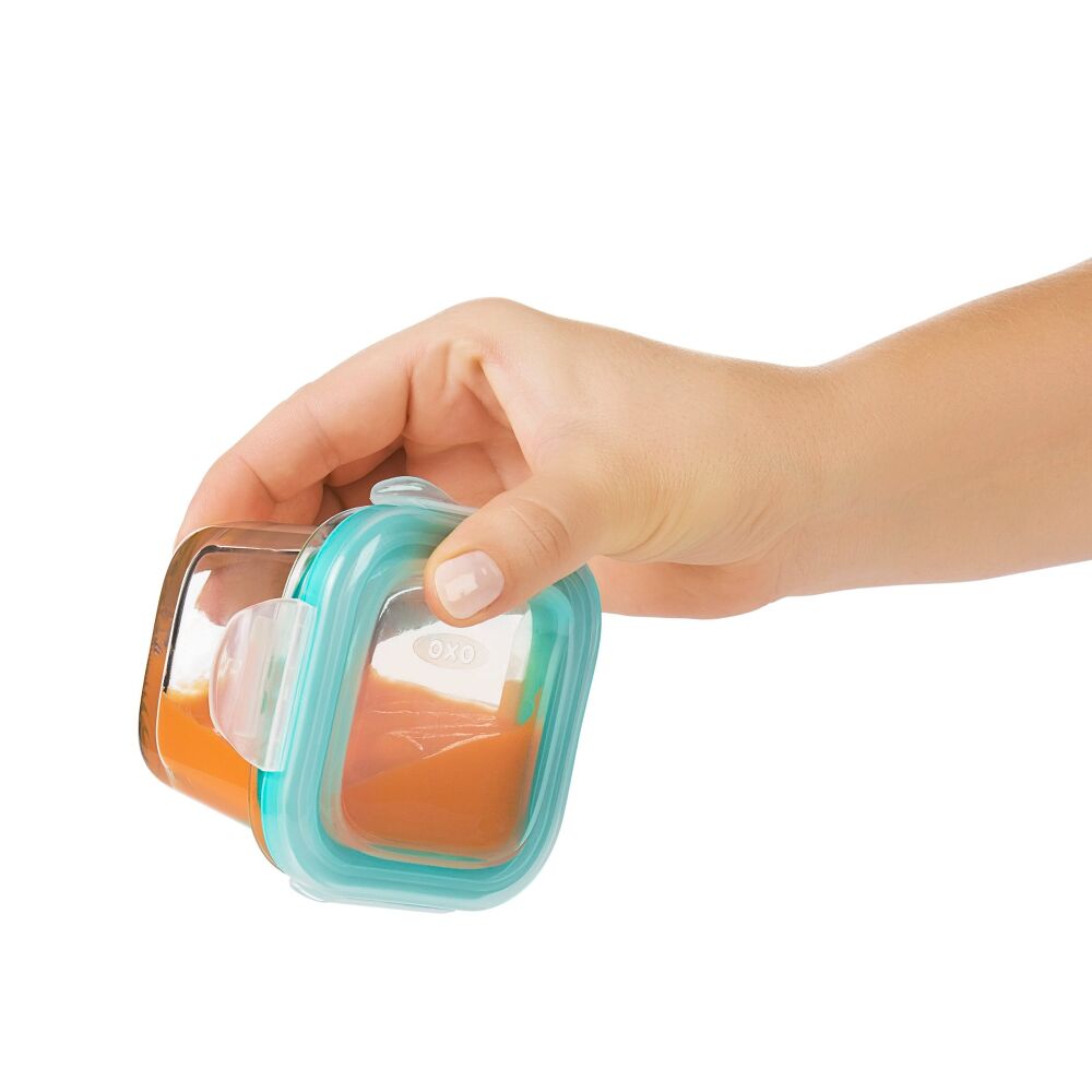 Baby Blocks Glass Food Storage Containers 4 Oz - Tot Teal Q6