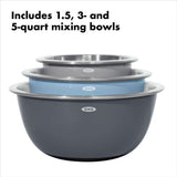 3-Piece Stainless Steel Mixing Bowl Set - Blue/Gray N8