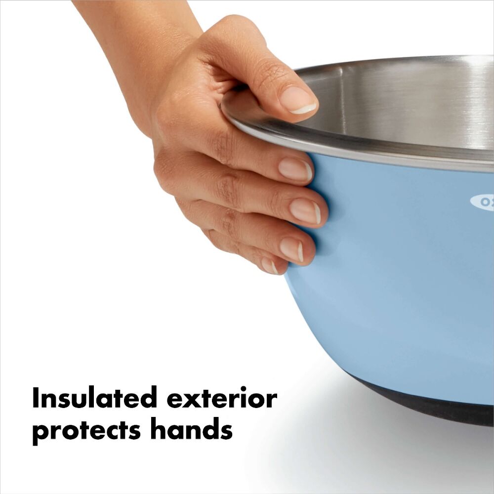 3-Piece Stainless Steel Mixing Bowl Set - Blue/Gray O1