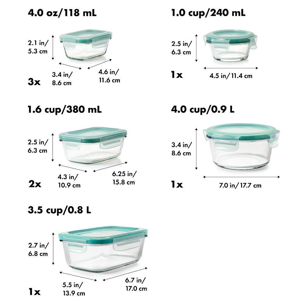 16 Piece Glass Smart Seal Everyday Container Set U9