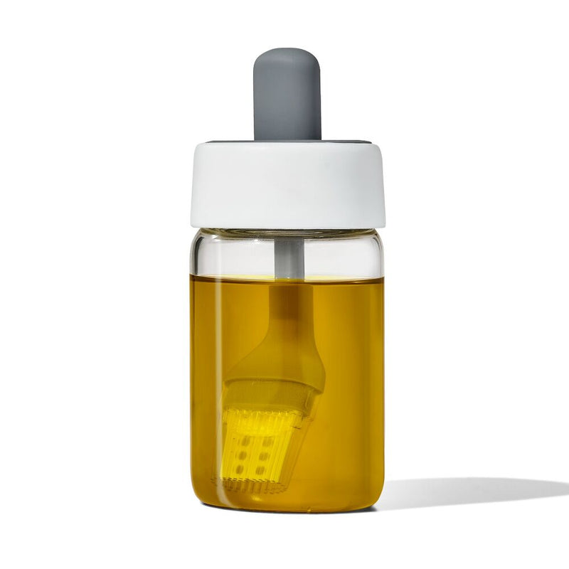 Glass Oil Bottle and Silicone Brush Set J0