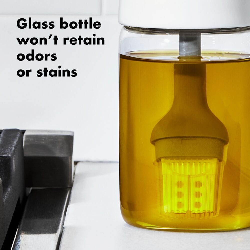 Glass Oil Bottle and Silicone Brush Set J0