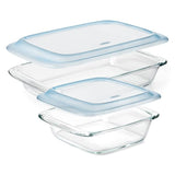 Glass Baking Dish with Lid (2.0 Qt) and Glass Baking Dish with Lid (3.0 Qt) Bundle Y6