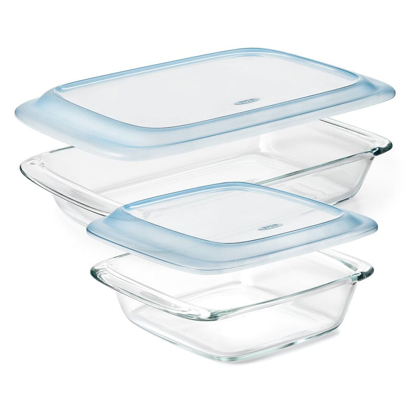 Glass Baking Dish with Lid (2.0 Qt) and Glass Baking Dish with Lid (3.0 Qt) Bundle Y6
