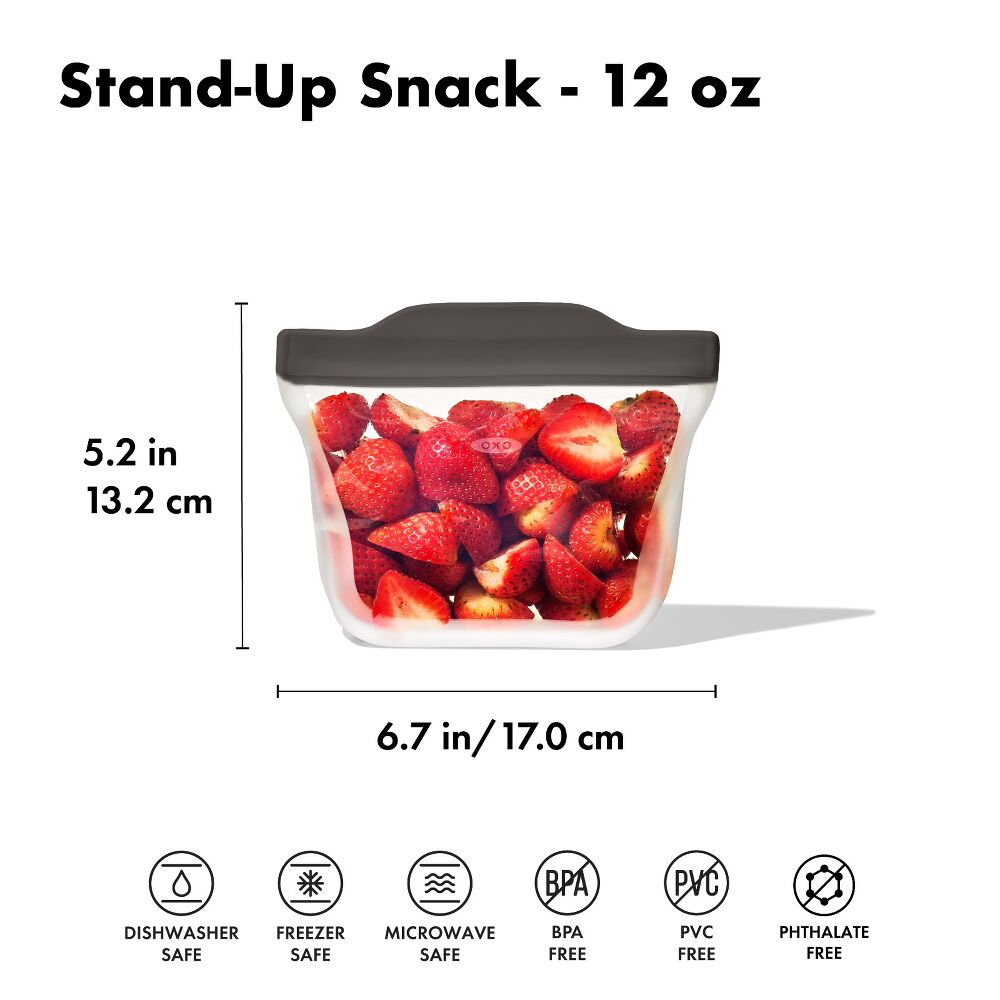 Outdoor Silicone Reusable Stand Up Snack Bag (12 oz) W4