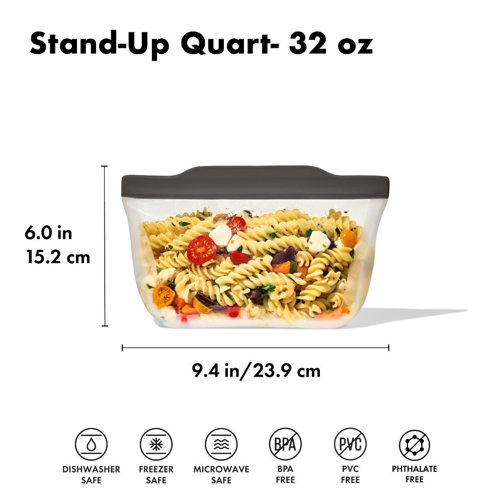 Outdoor Silicone Reusable Stand Up Bag Quart (32 oz) X4