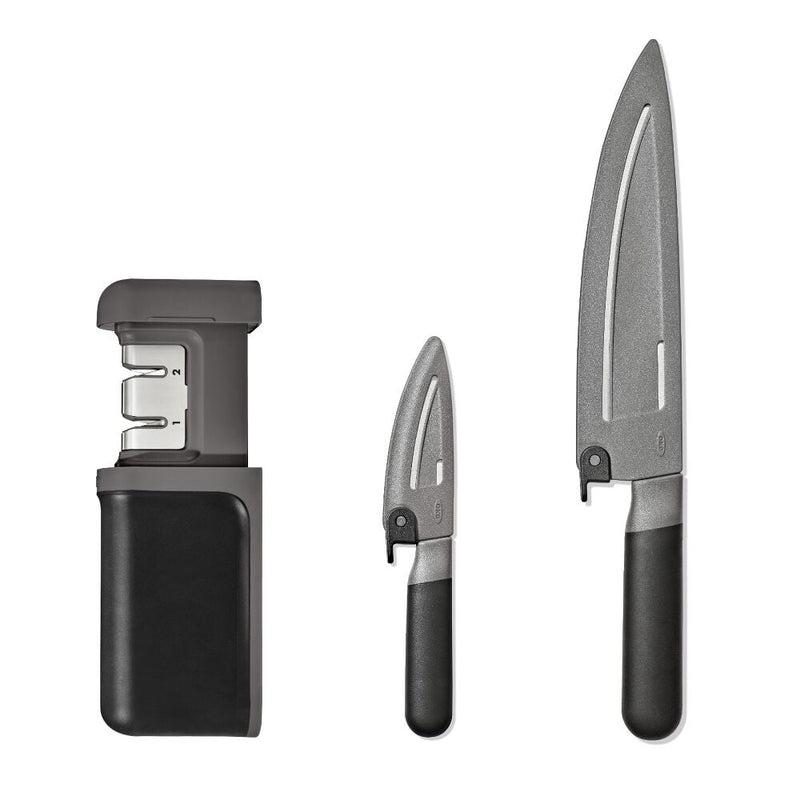 3-Piece Knife & Sharpener Set X4