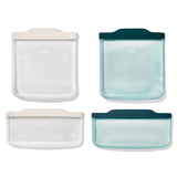 Silicone Reusable Bag -  4 Piece Lunch Set - Oat/Lagoon F6
