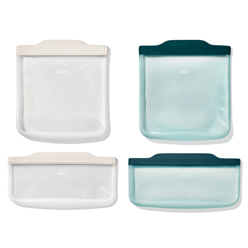 Silicone Reusable Bag -  4 Piece Lunch Set - Oat/Lagoon Y6