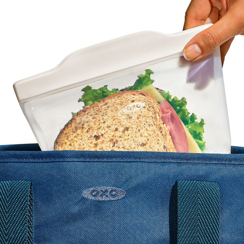 Silicone Reusable Bag -  4 Piece Lunch Set - Oat/Lagoon F6