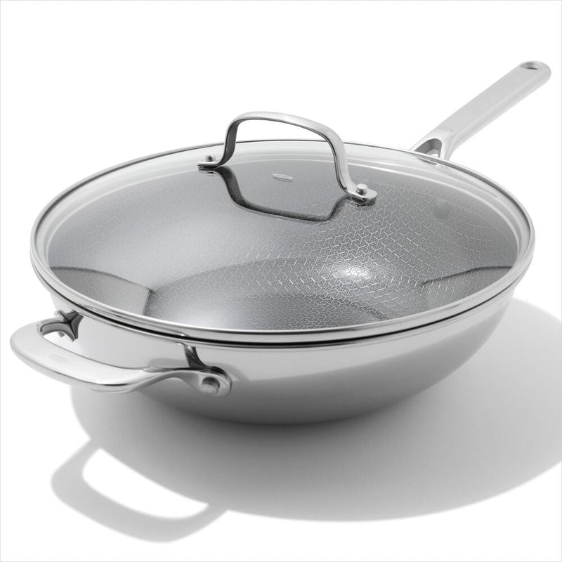 Trident Hybrid Non-Stick Stainless Steel 5 Qt Wok with Lid N9