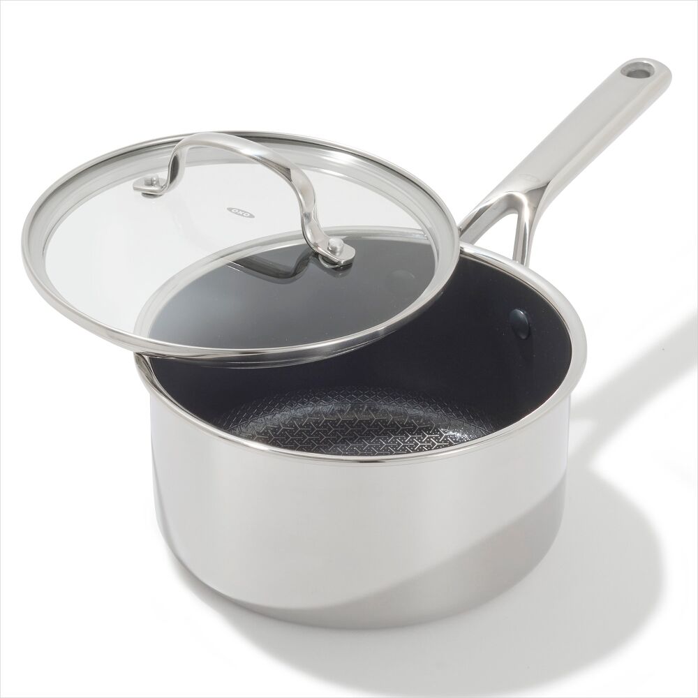 Trident Hybrid Non-Stick Stainless Steel 2.5 Qt Saucepan with Lid K4