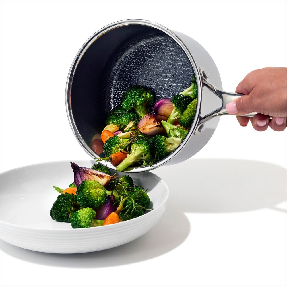 Trident Hybrid Non-Stick Stainless Steel 2.5 Qt Saucepan with Lid K4