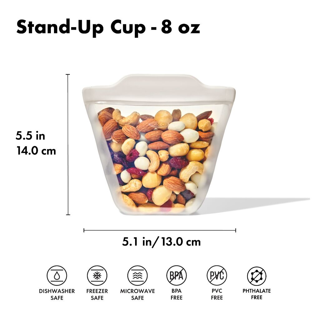 Silicone Reusable Bag - Stand-Up Cup (8 oz) - Oat L8