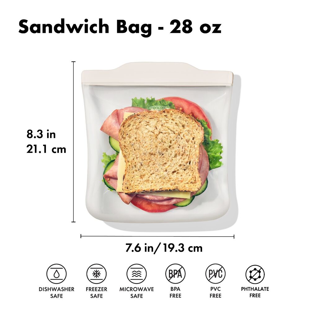 Silicone Reusable Bag - Sandwich Bag (28 oz) - Oat A3