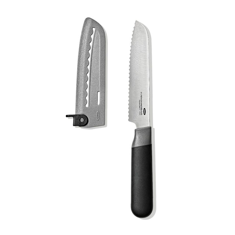 5 in Serrated Utility Knife with Locking Sheath I9