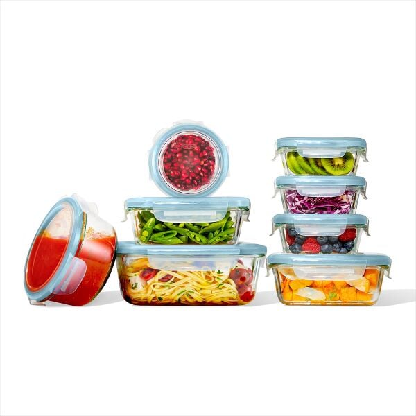 16-Piece Smart Seal Glass Everyday Container Set - Arctic Blue D5