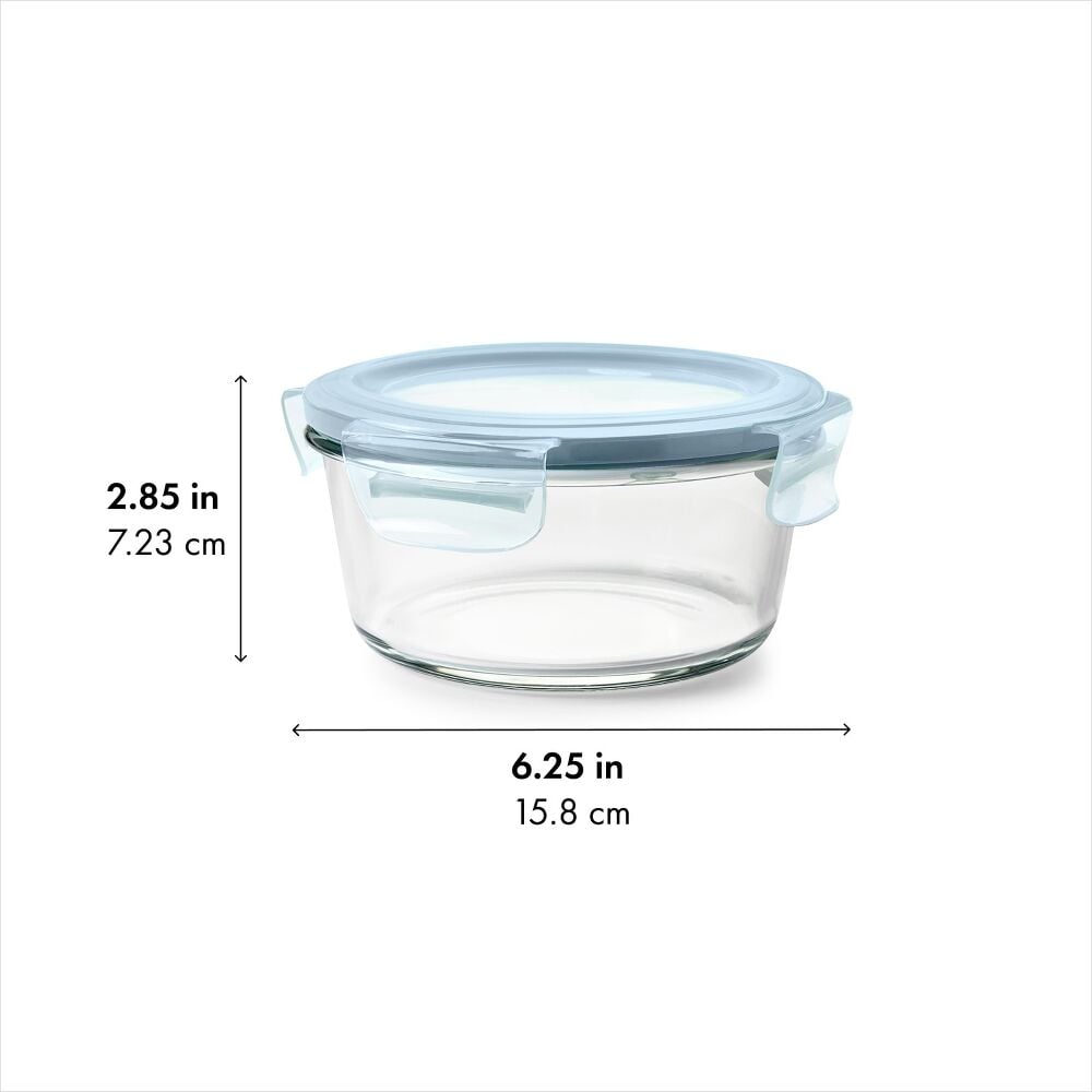 Smart Seal 2-Cup Glass Round Container - Arctic Blue S1