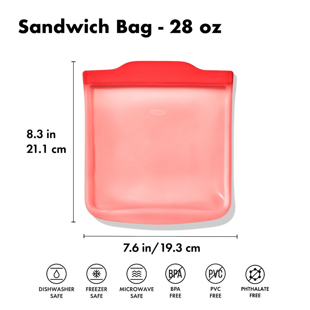 Silicone Reusable Bag - Sandwich Bag (28 oz) - Watermelon W9