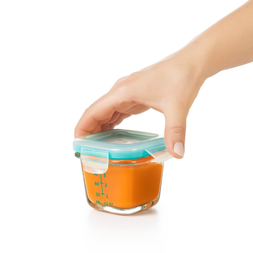 Baby Blocks Glass Food Storage Containers 4 Oz - Tot Teal Q6