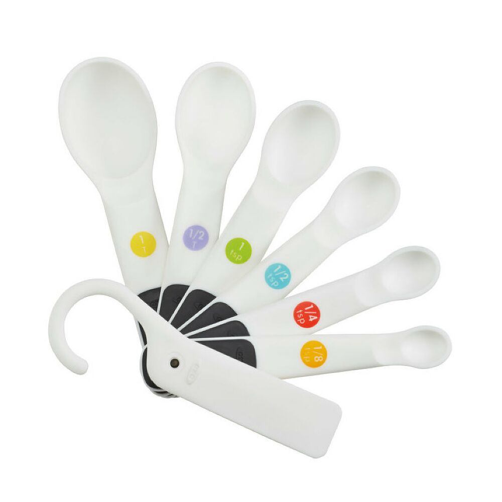 7 Piece Plastic Measuring Spoons - White X5