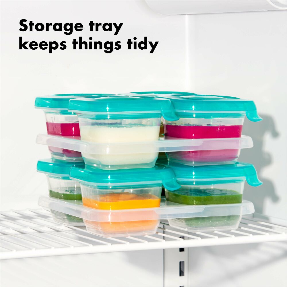 4 oz Baby Blocks™ Silicone Freezer Storage Containers - Tot Teal E6