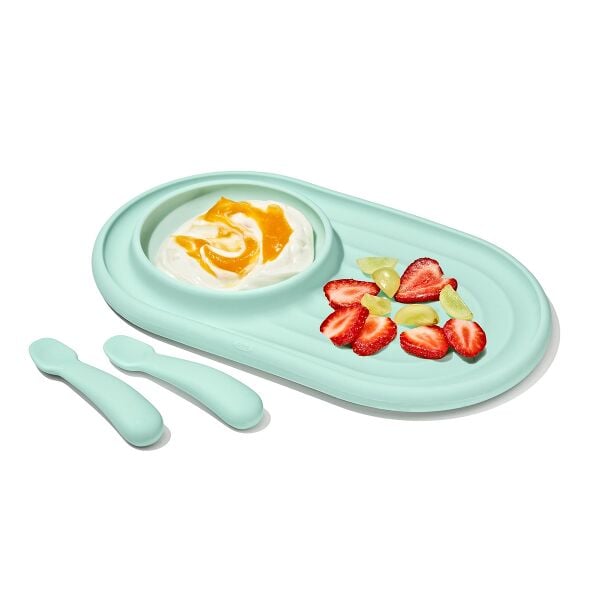 Textured Suction Plate & Spoons Set – 3-Piece L3