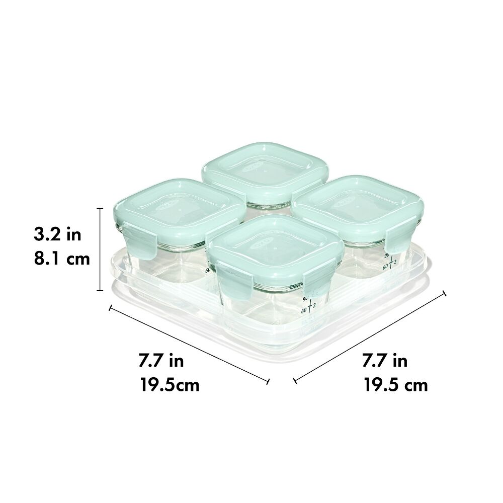 Glass Baby Blocks Food Storage Containers (4 oz) - Opal Q0