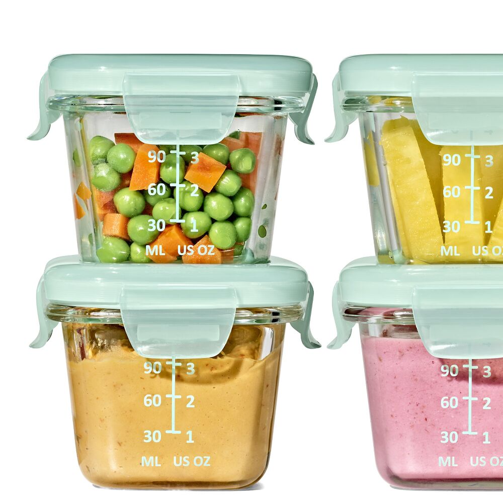 Glass Baby Blocks Food Storage Containers (4 oz) - Opal Q0