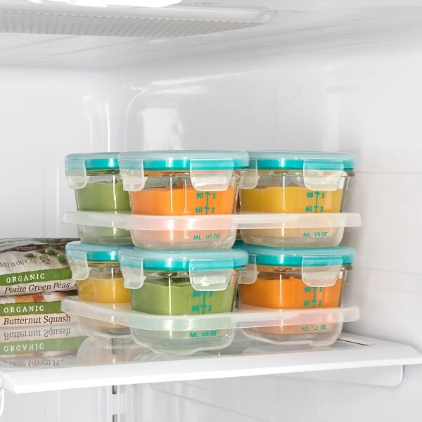 Baby Blocks Glass Food Storage Containers 4 Oz - Tot Teal Q6